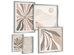 Quadros Decorativos Para Parede Canais De Veneza, Arquitetura Moldura Prateada Pinturas De Quarto Espelharte (conjunto De 5 Imagens)