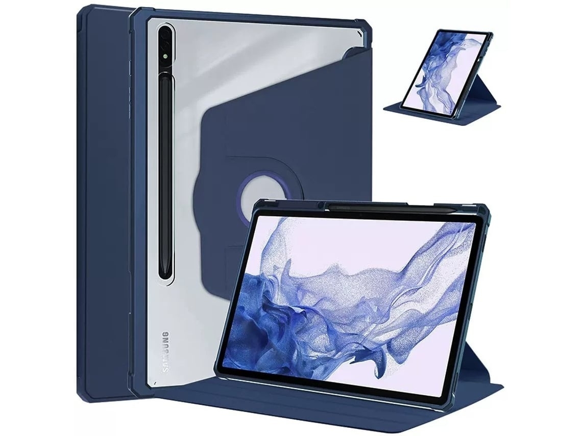 Capa Para Tablet Lurelia, Compatível Com Samsung Galaxy Tab A9 Lite De Acrílico Giratório, Azul Escuro, Tpu, Dobrável Com Suporte, Suporte Giratório