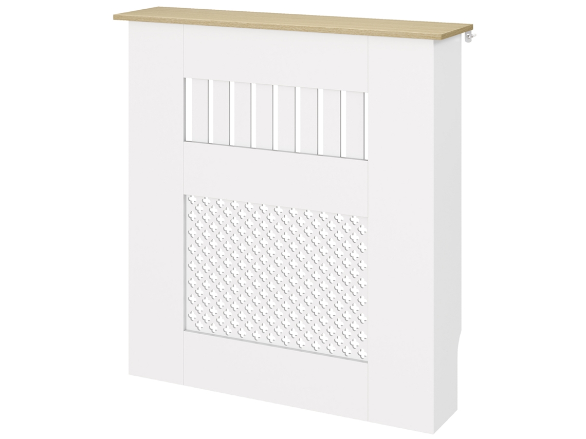 Cobertura Para Radiadores Proteção De Mdf 78x19x81 Cm Desenho Moderno De Ripas Branco