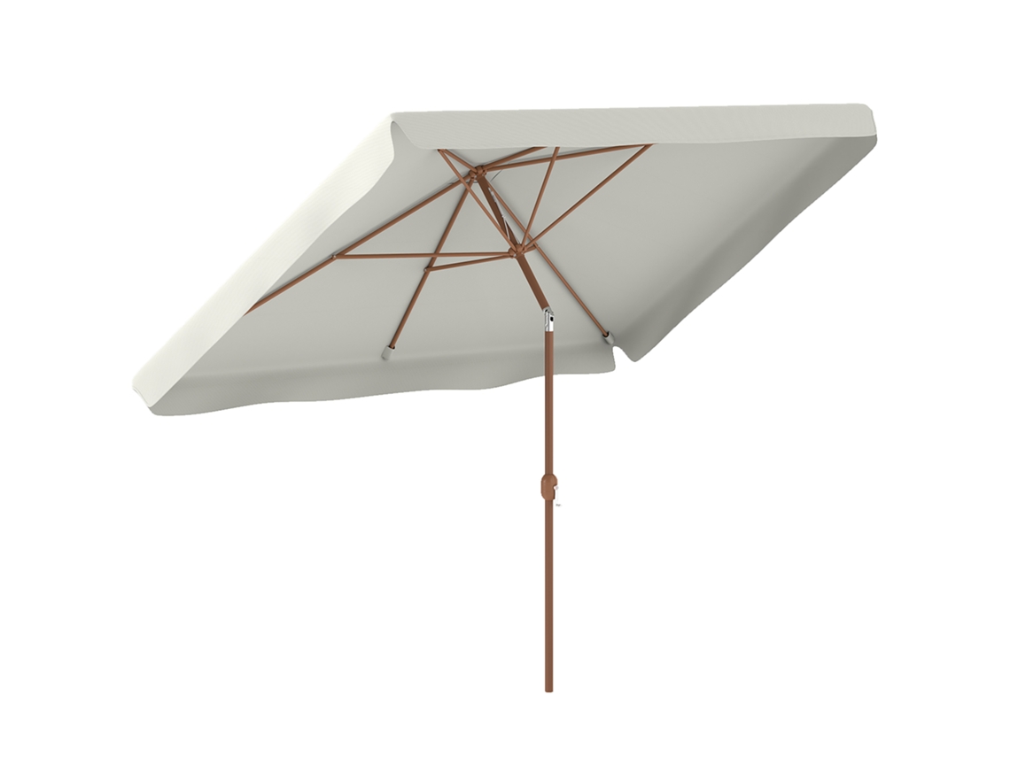 Guarda sol externo 300x200x245cm com ângulo ajustável, mastro de alumínio, manivela e proteção UV 50+, bege BTFORUS