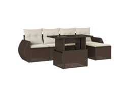 Conjunto de 6 sofás de jardim com almofadões Vime Pe Castanho MAISON EXCLUSIVE (80x200 cm)