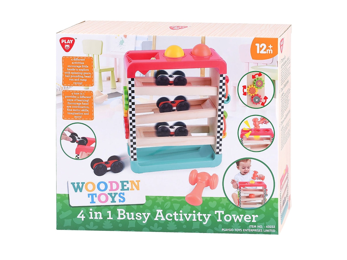 Torre De Atividades De Madeira Play Brinquedos Educativos Para Crianças