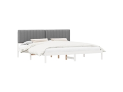 Estrutura de Cama com Cabeceira Estofada Cinzento Claro MAISON EXCLUSIVE