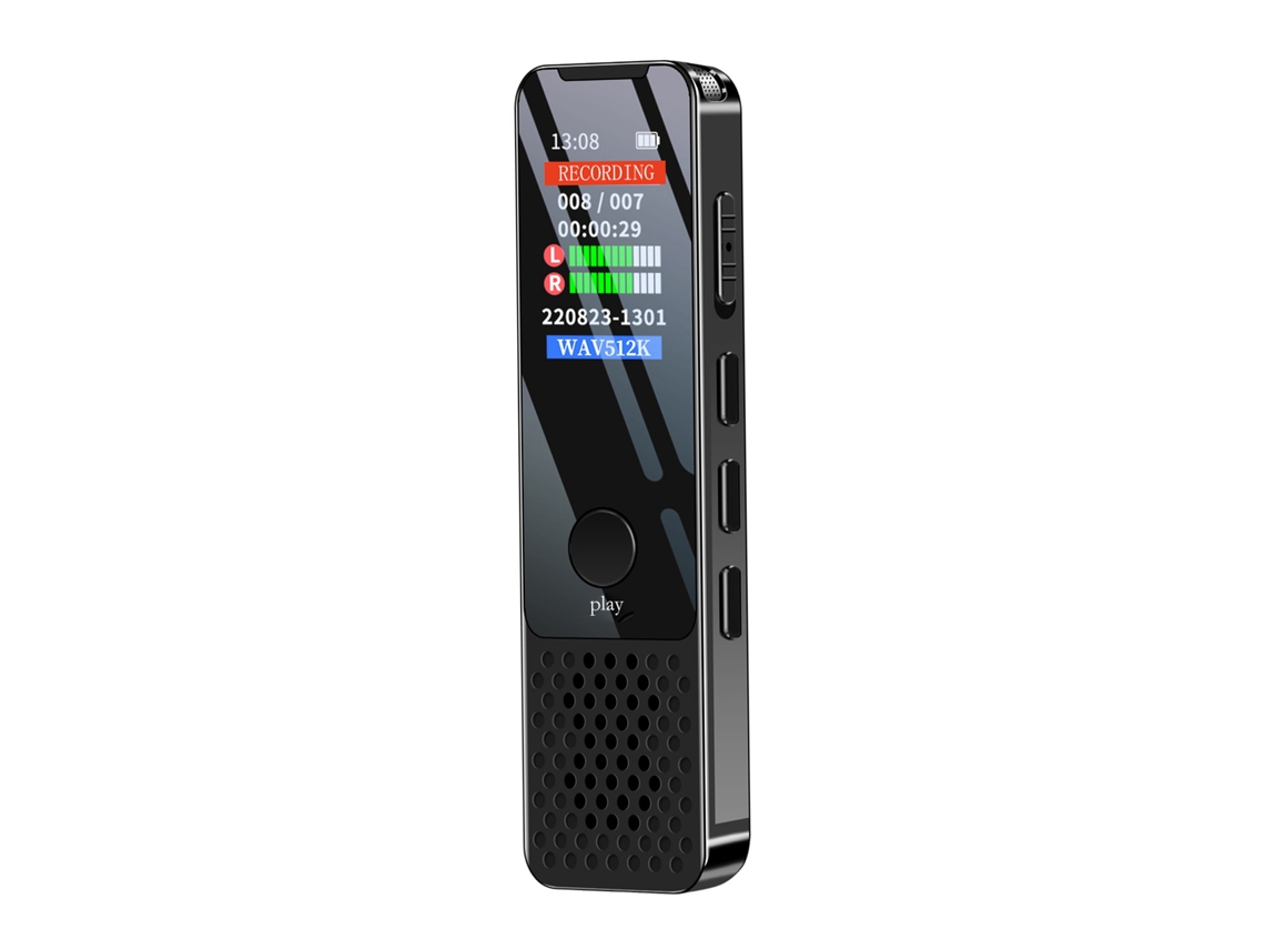 Grabadora De Voz Digital 64gb Com Gravação Ativada Reprodução Mp3 Microfone Alto-falante