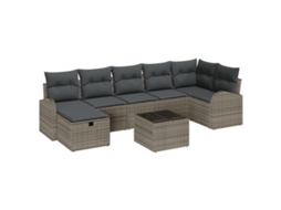 Conjunto 8 Conjunto De Móveis Para Exterior Vidaxl Cinzento Vime Pe (55 X 55 X 37 Cm)