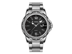 Relógio de pulso analógico de quartzo masculino Nary com pulseira de aço inoxidável (preto)