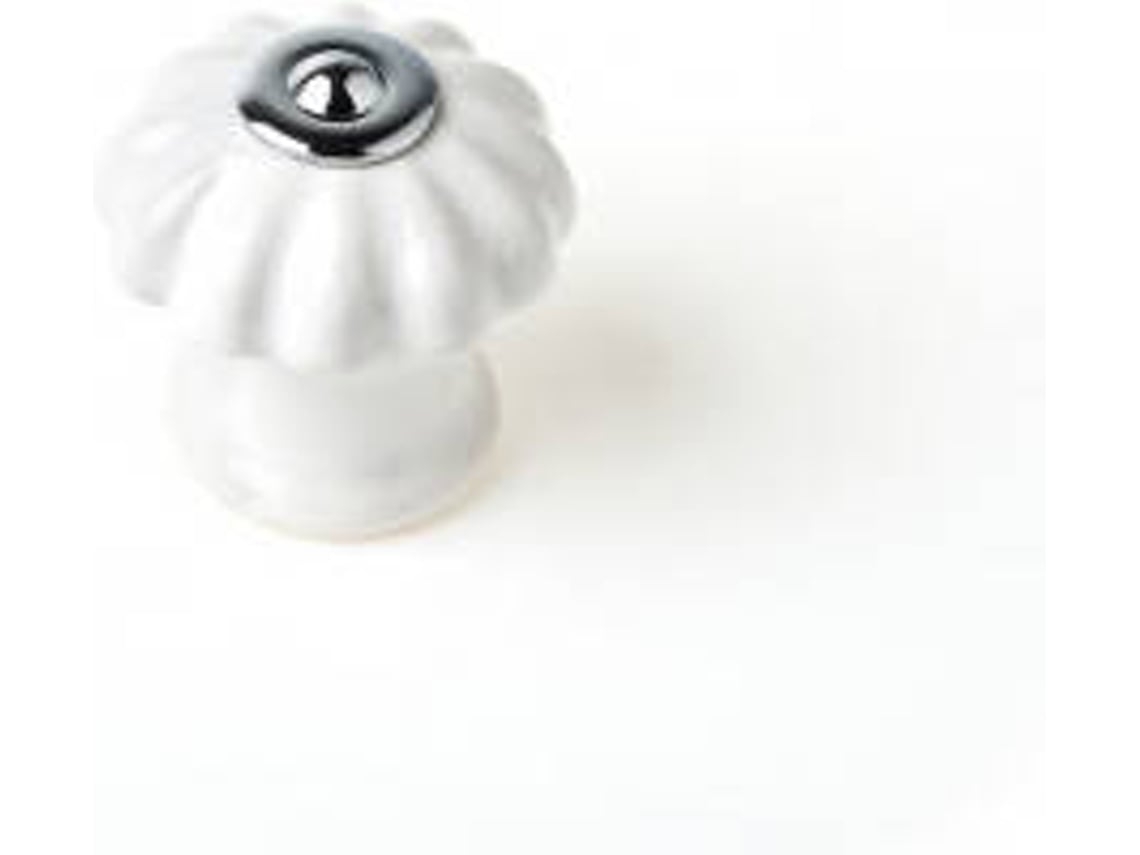 Conjunto de 4 Puxadores Redondos para Móveis Fabricado em Porcelana Branco Mod.E524 28Mm REI