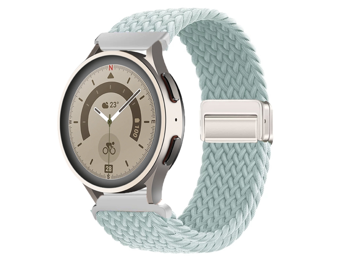 Pulseira magnética de nylon para Huawei GT6 GT5, Samsung Watch 7, pulseira esportiva elástica e respirável, verde.