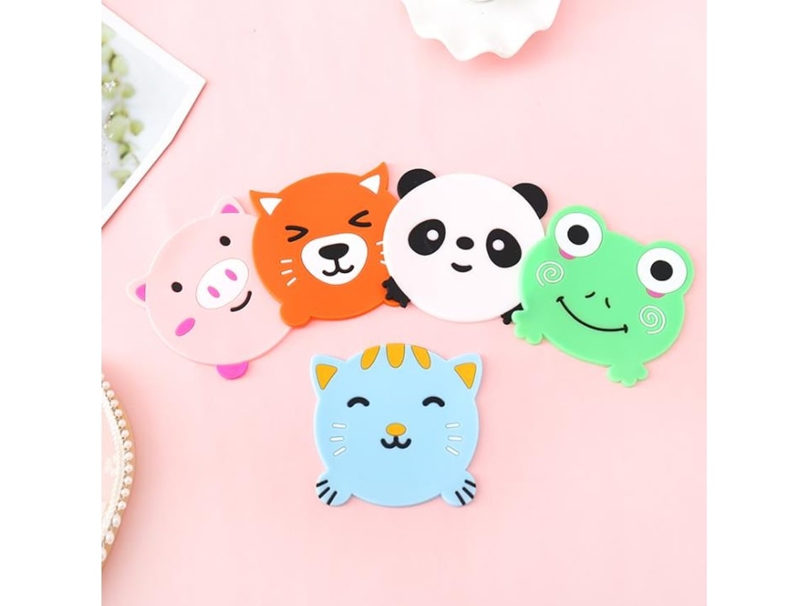 5 Pçs Porta-copos De Silicone Colorido Animal Porta-copos Tapete Para Bebidas Durável Antiderrapante Almofadas Quentes Proteção Móveis*