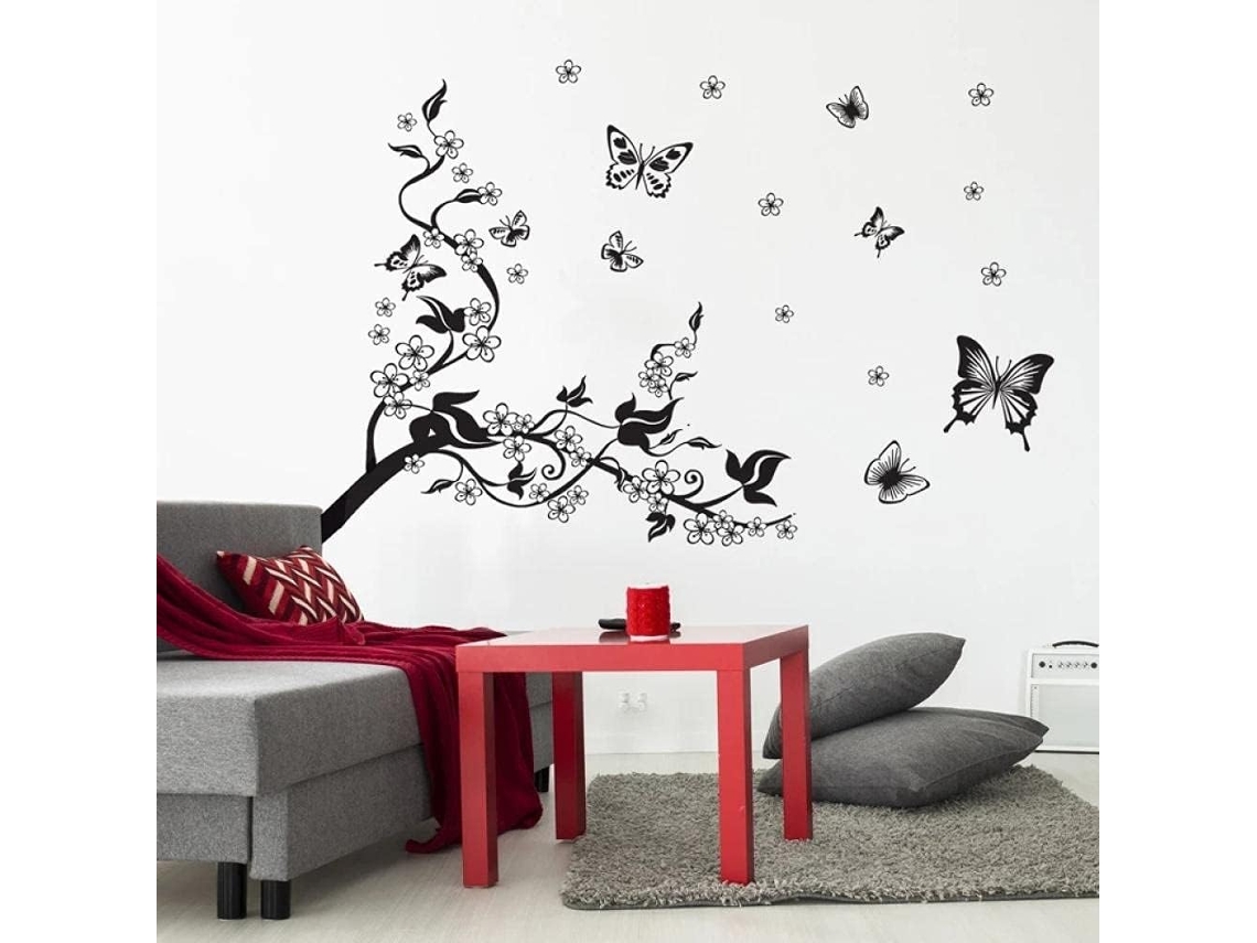 Adesivos de parede com borboletas pretas voando para sala de estar, quarto, TV, sofá, fundo, janela, óculos, decoração de casa, adesivos de parede artísticos.