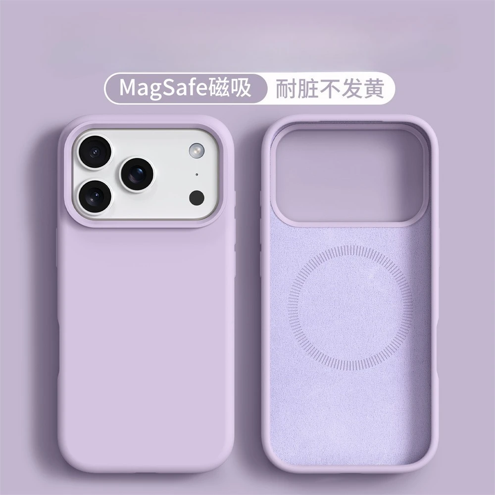 Capa Magnética De Silicone Líquido Para Iphone 13 Pro Max (roxa), Cor Sólida.