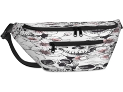 Bolsa de ombro unissex TROPICALLIFE com estampa floral e caveira (38x25,9x19cm)