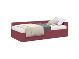 SYFAX™ Estrutura de Cama de Canto com Colchão 2 Pcs Cinzeto Tecido