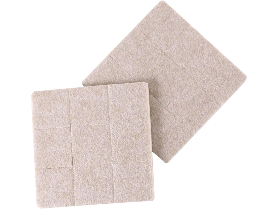 Conjunto De 36 Almofadas Quadradas Feltro 2, 7cm Para Proteção De Pisos E Móveis, Feitas De Poliéster Bege Reduzem O