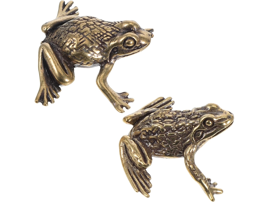 Conjunto Estatuetas Latão Dourado Decoração Design Retrô Criativo Interiores Exclusivos Sapo Mesa GOKOCO