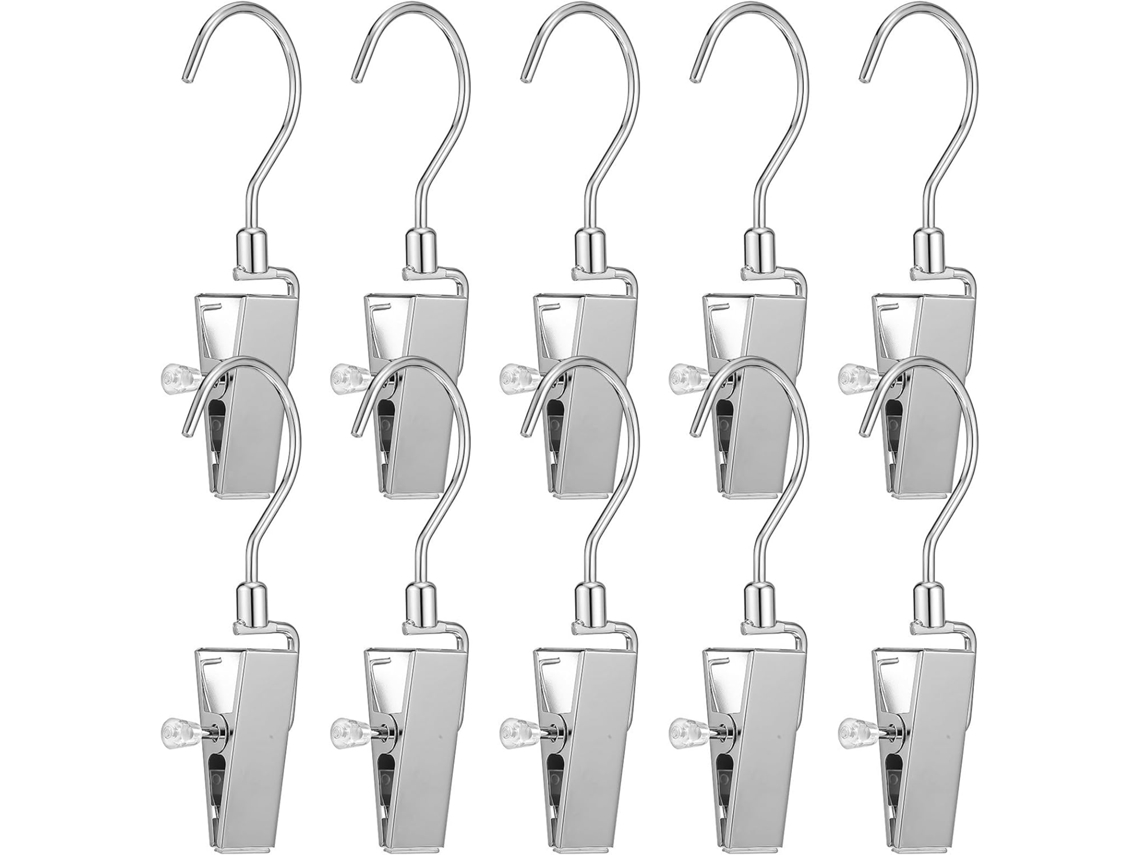 Ganchos de Plástico para Roupa, 10 Peças, Prendedores Giratórios Botas, Guarda e Banheiro, CHABERLU