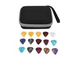 Conjunto 15 Plectros Guitarra Caixa Eva Impermeável Preto Cinza