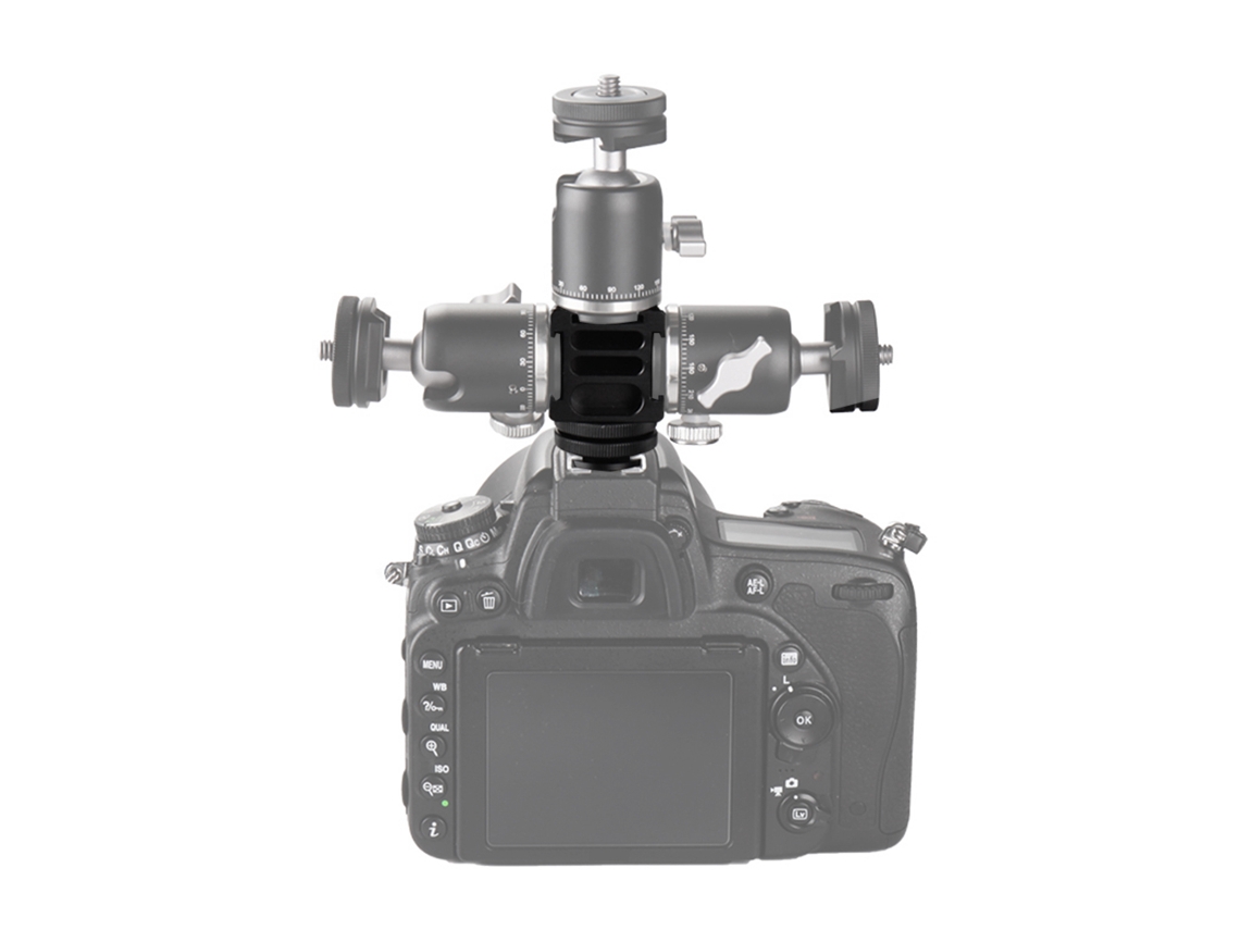 Adaptador De Cold Shoe De Alumínio Com 4 Cold Shoes E Parafuso 1/4 Para Câmeras Dslr