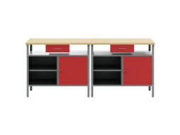 Conjunto de bancada de trabalho, 2 peças, vermelho, 200x55x85 cm, MAISON EXCLUSIVE