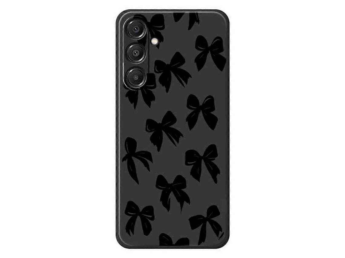 Capa Traseira De Tpu Preta Com Estampa De Laço E Bordas Retas Para Samsung Galaxy A16 5g 4g