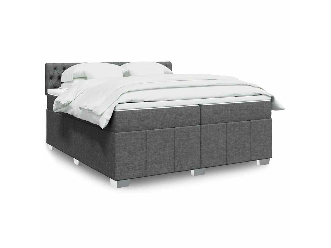 Vidaxl Cama Com Molas/colchão 200x200 Cm Tecido Cinzento-escuro