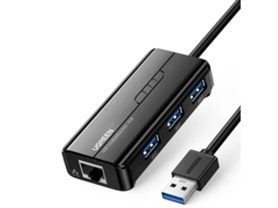 Hub Ethernet USB 3.0 Adaptador USB Rj45 1000 Mbps Yizhood Preto