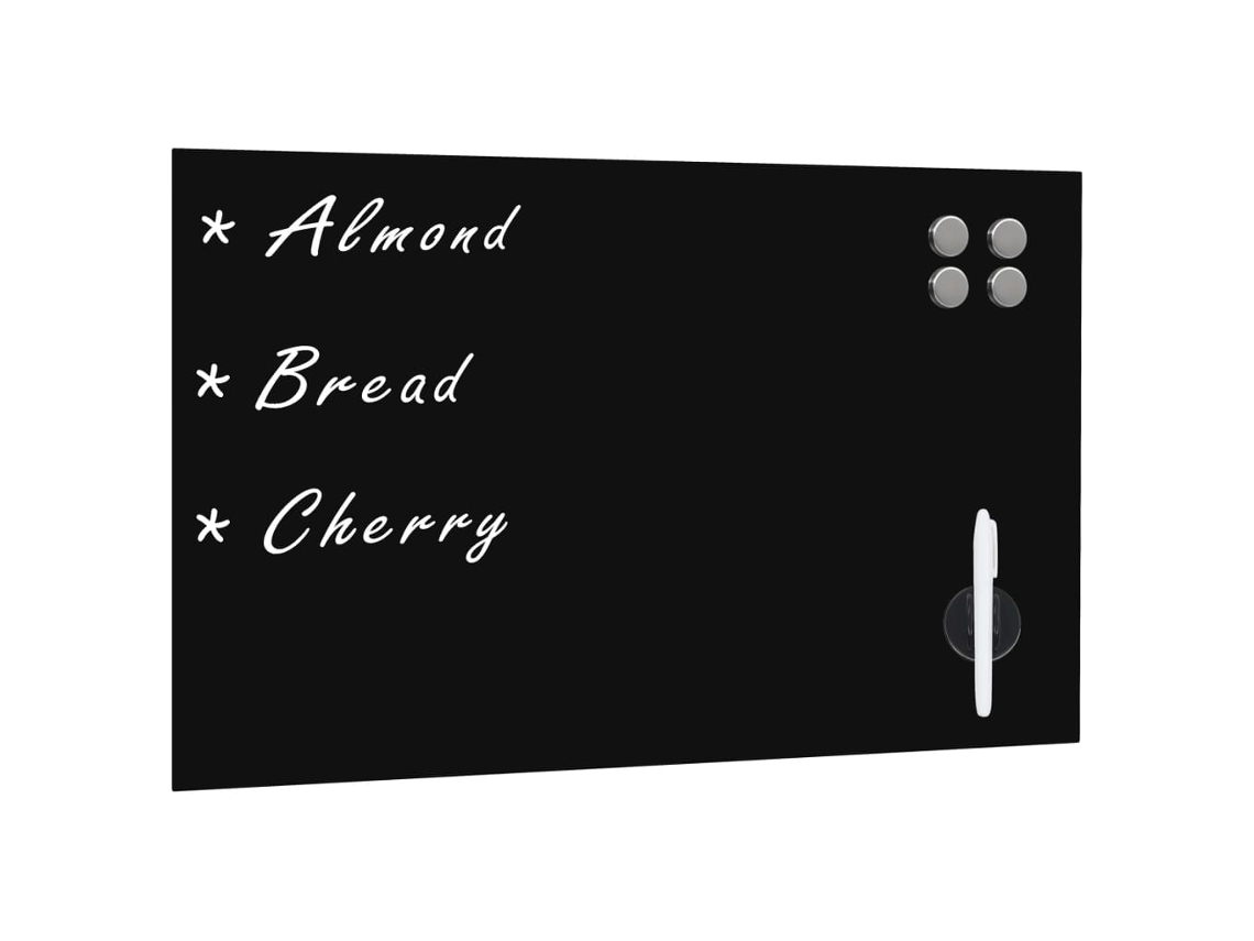 Vidaxl Quadro Negro Magnético Em Vidro Para Parede 60x40 Cm