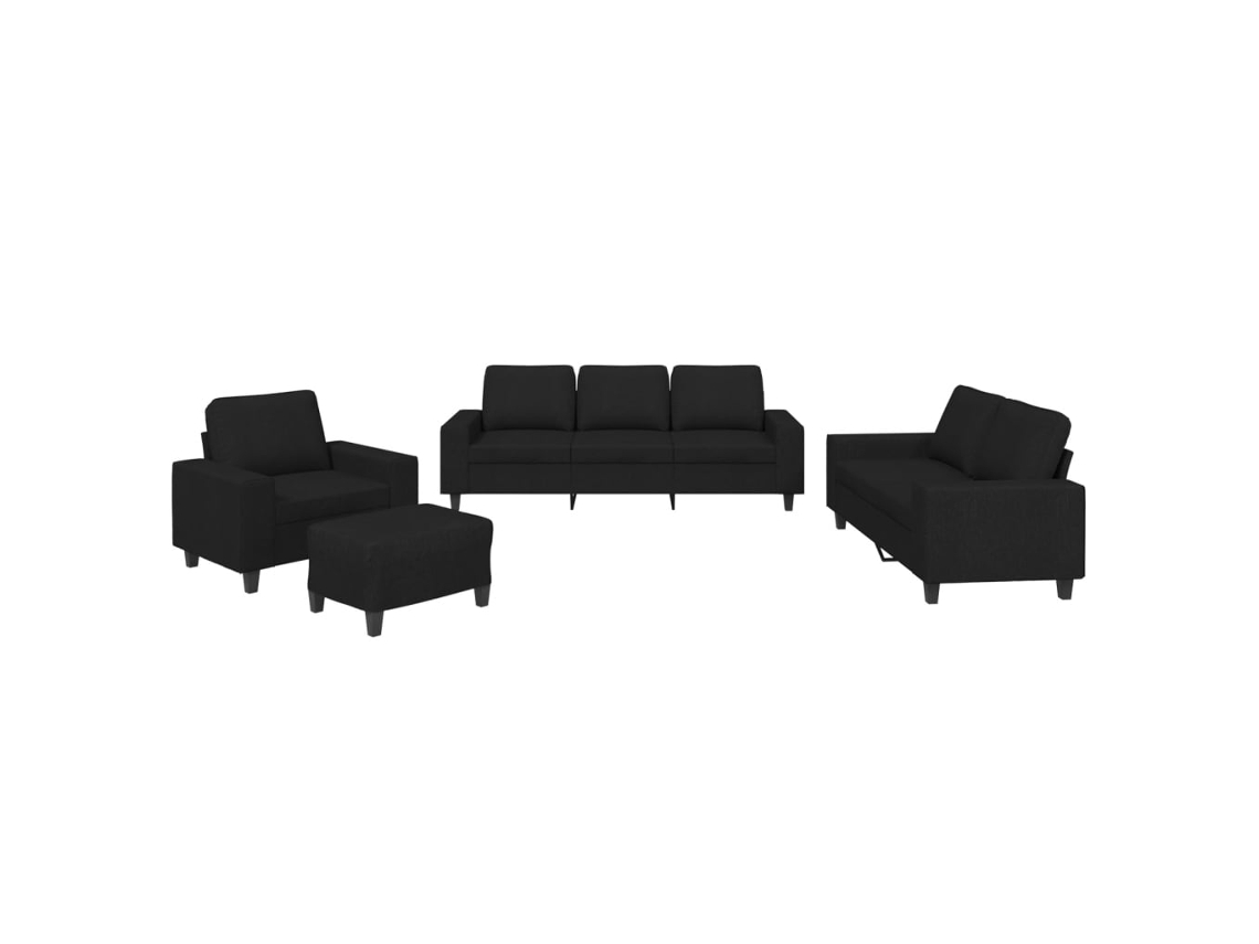 4 Pcs Conjunto de Sofás Tecido Preto MAISON EXCLUSIVE