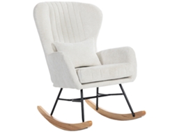 Cadeira Balanço com almofada,assento acolchoado,encosto Alto,branca PENGJIANG SHOP