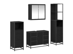 Conjunto de Móveis para Banheiro com Porta Carvalho Preto 4 Pcs MAISON EXCLUSIVE