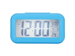 Reloj Electrónico Lcd Pantalla Grande Silencioso Con Tiempo Temperatura Alarma Ghy‑501azul