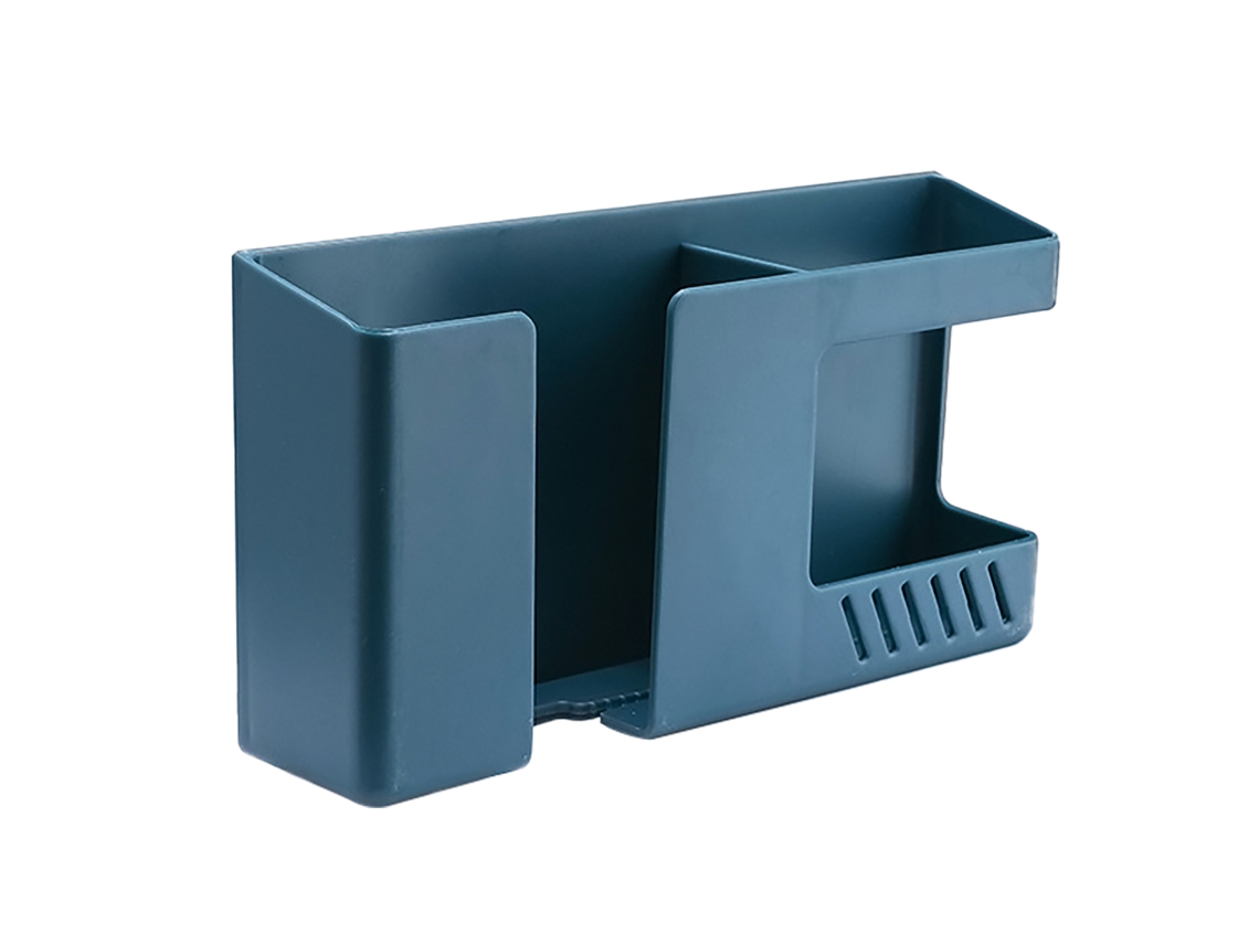 Organizador de Parede Abs Durável com Canal para Cabos, Suporte para Controle Remoto e Celular Azul | S/MARCA
