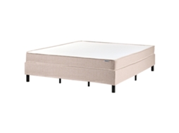 Cama Continental Sin Cabecero Beliani Countess De Tela Beige 181x201x53