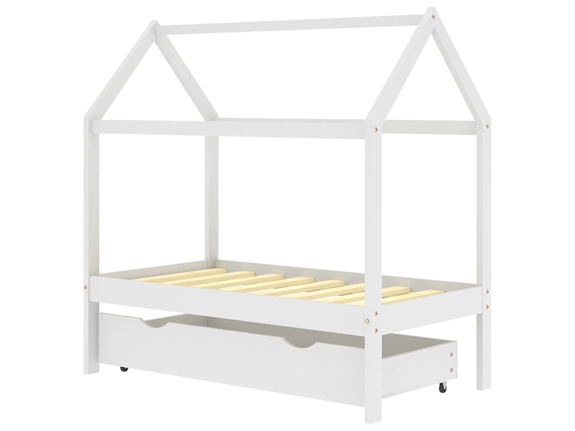 Cama MAISON EXCLUSIVE Crianças com Gaveta Pinho Maciço Branco (70x140 cm)