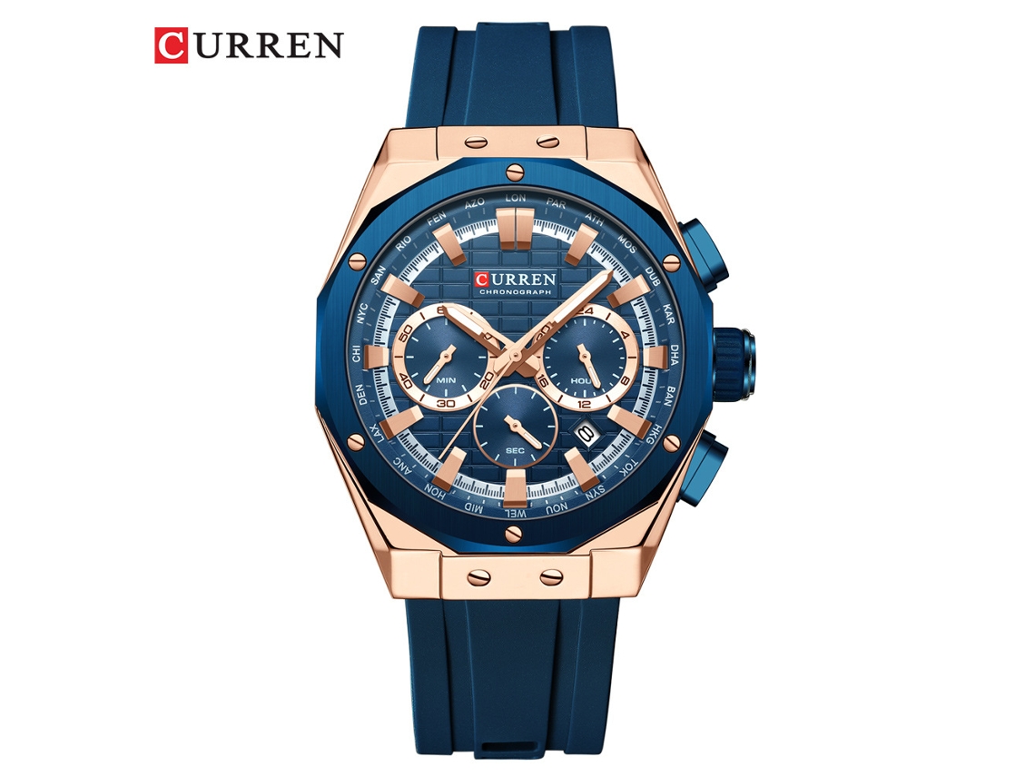 (azul) Relógio Unissex Multifuncional Com Mostrador Grande, À Prova D'água E Com Calendário, Com Pulseira Para Duas Pessoas.