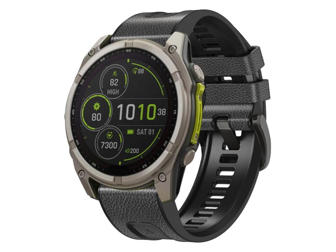 Bracelete para Garmin Couro e silicone com liberação rápida fivela de aço preta cinza carvão XIAOMOYU (26mm)