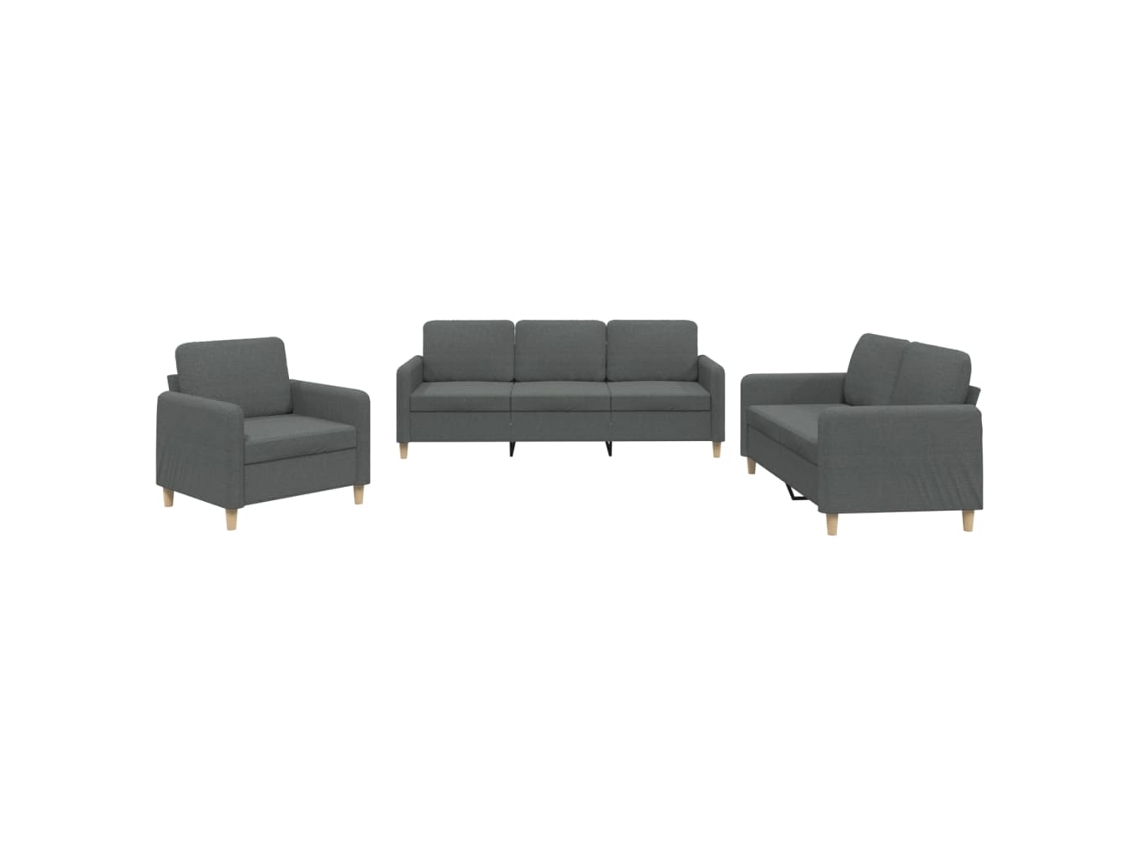 Conjunto de Sofás 3 Pcs Almofadões Tecido Cinzento Escuro MAISON EXCLUSIVE