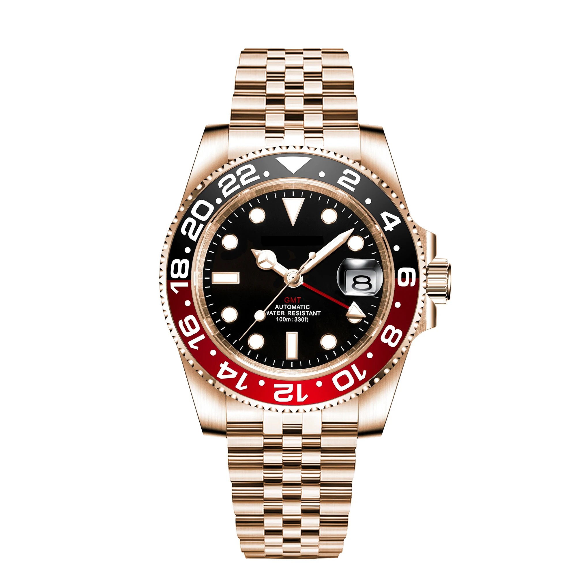 Relógio Masculino Automático Mecânico De 40 Mm (preto E Vermelho), Cristal De Safira.