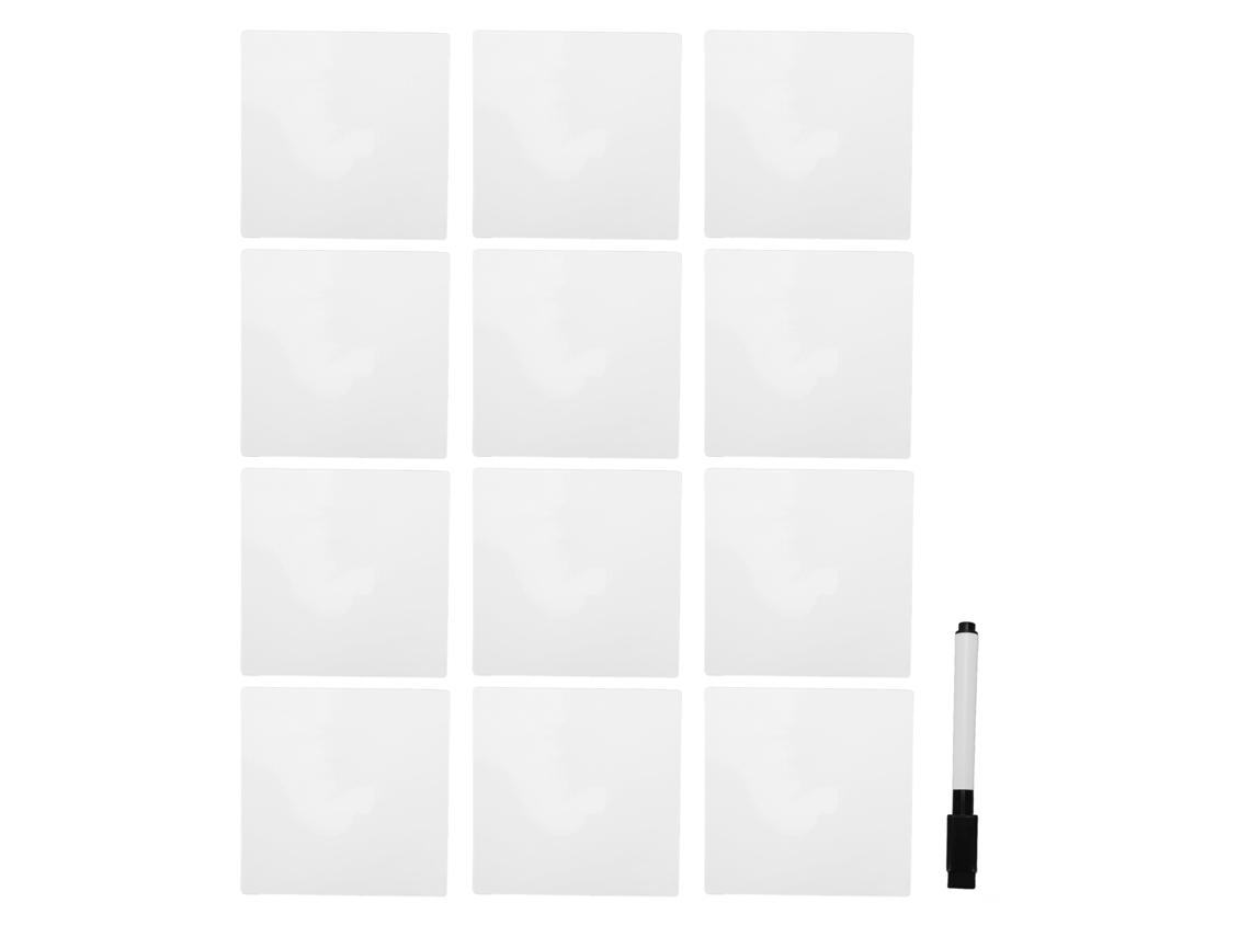 12 Peças De Adesivos Para Quadro Branco, Laváveis ​​e Reutilizáveis, Com Marcador, Para Geladeira, Espelho, Mesa, 4x4 Polegadas Aquaforge