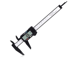 Paquímetro digital Vernier de plástico, 0-150 mm, com 4 modos de medição, visor LCD, precisão de ±0,2 mm.