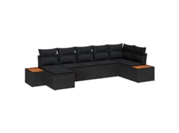 Vidaxl Conjunto de Sofá de Jardim 7 Pcs Preto Rattan Sintético