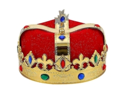 Corona De Rey Para Fiesta Disfraz Adultos Niños Prop Decoración Material Plástico Algodón 19x13.5cm Rojo
