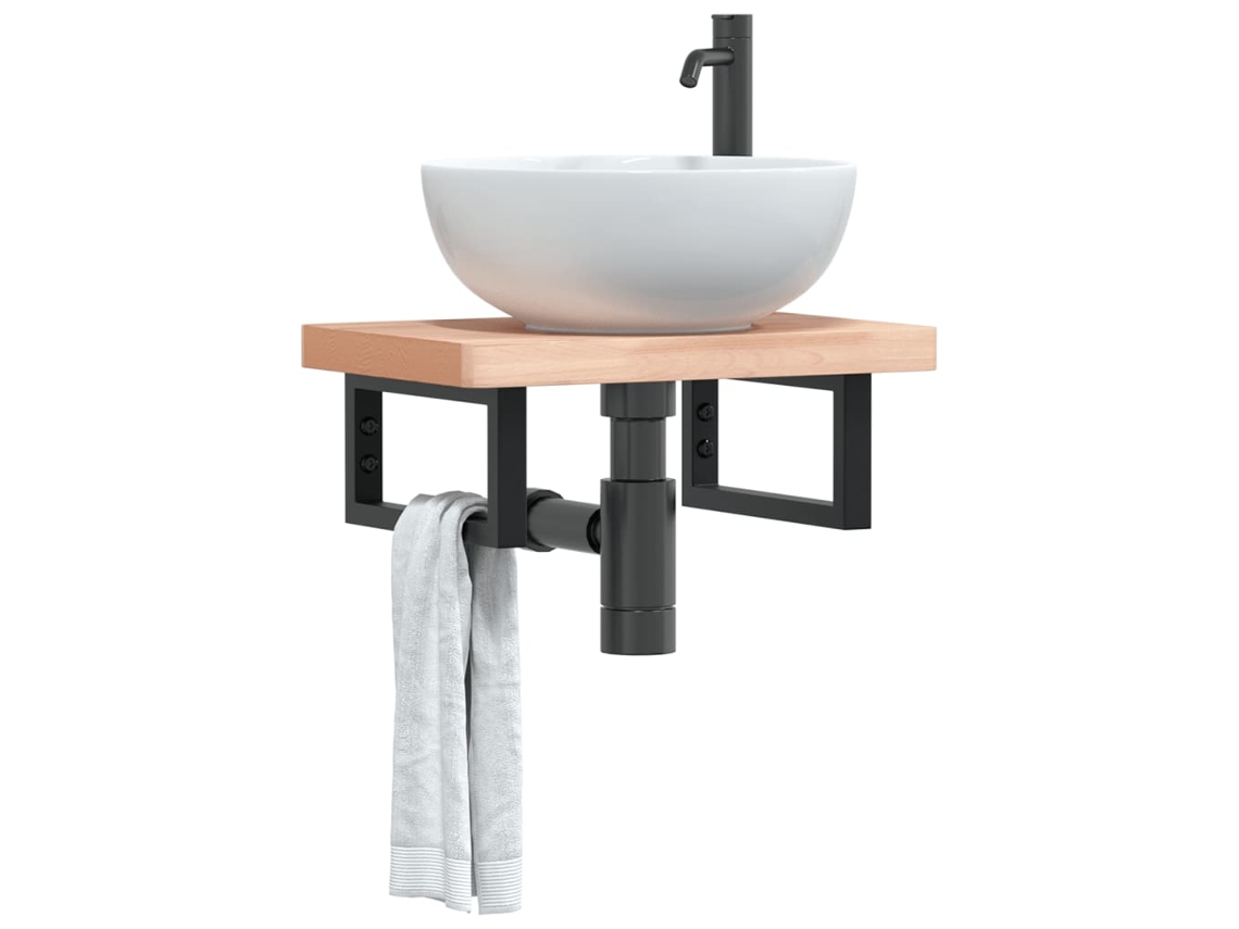 Vidaxl Suportes De Prateleira P/ Lavatório 2 Pcs Aço Retangular Preto