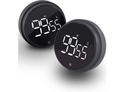 Kit Timer Digital De Cozinha, Grande Display Led, 3 Níveis De Volume, Design Compacto