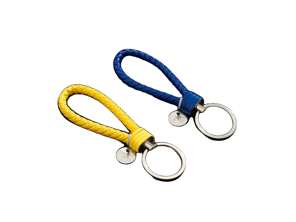 Chaveiro, Couro Pu, Design De Corda Trançada, Conjunto 4