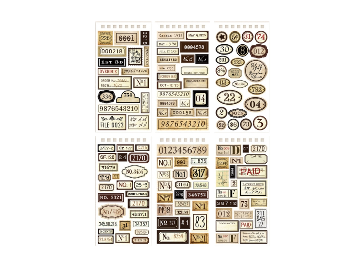 12 Folhas Adesivos Planner Estilo Retro PORTAL