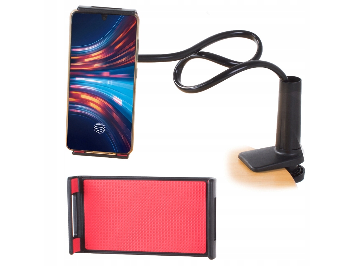 Suporte De Mesa Flexível Para Celular Com Braçadeira, Preto.