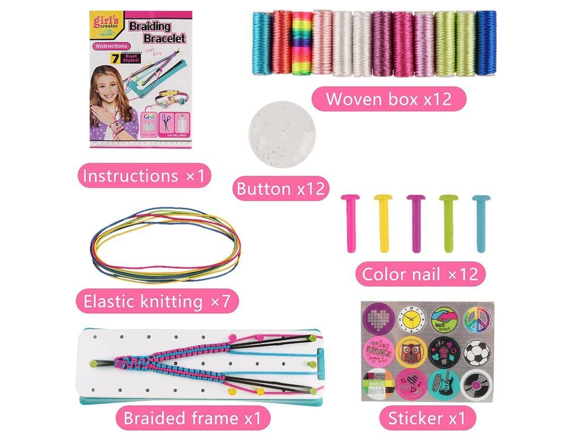 Kit De Fabricação De Pulseiras Diy Para Meninas Com Cordões Coloridos E Pérolas Para Amizade