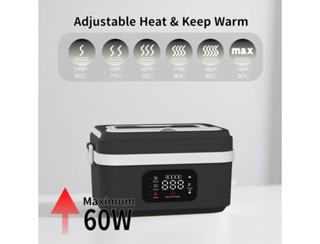 Lancheira Elétrica Sem Fio 1l Lancheira Aquecida Recarregável Com Função De Aquecimento Temporizado Gertiz (branco Cinza)