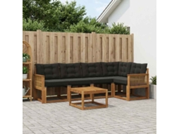 Vidaxl Conjunto De Sofás Para Exterior 6 Pcs Natural E Preto